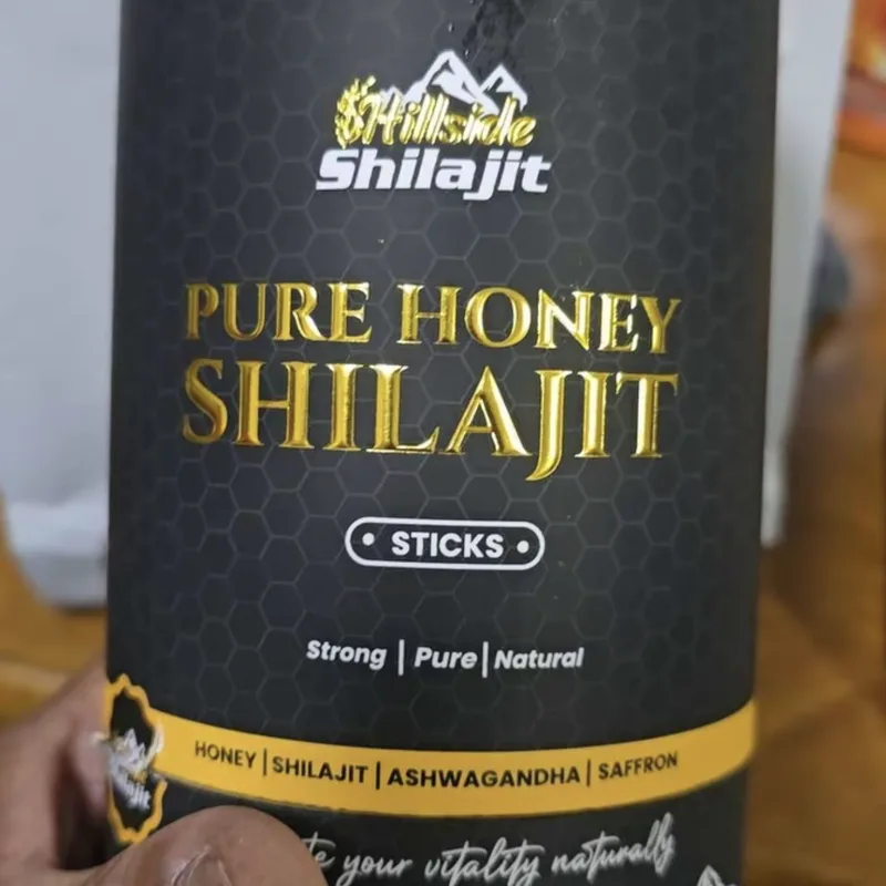 Buyer's photo — the front of the Pure Honey Shilajit Sticks tub