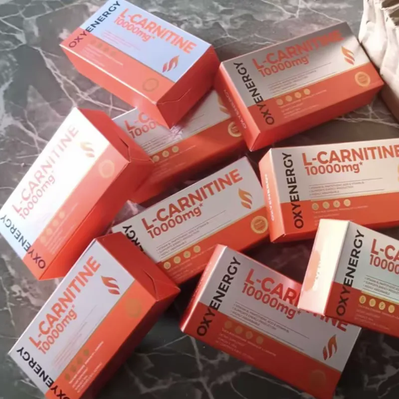 Buyer's photo — several L-Carnitine 10000mg boxes on a marble floor