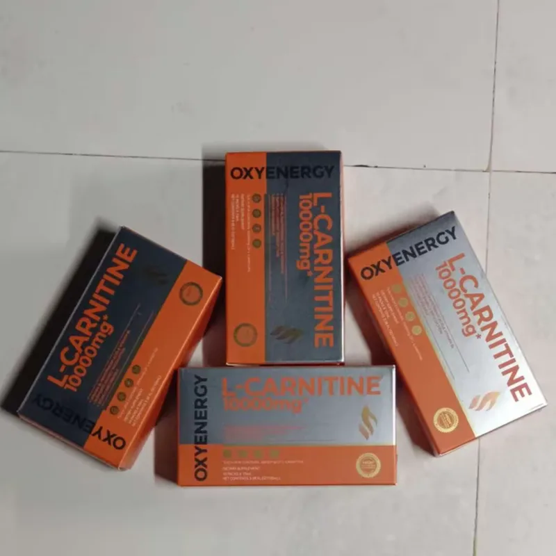 Buyer's photo — four L-Carnitine 10000mg boxes on a tiled floor