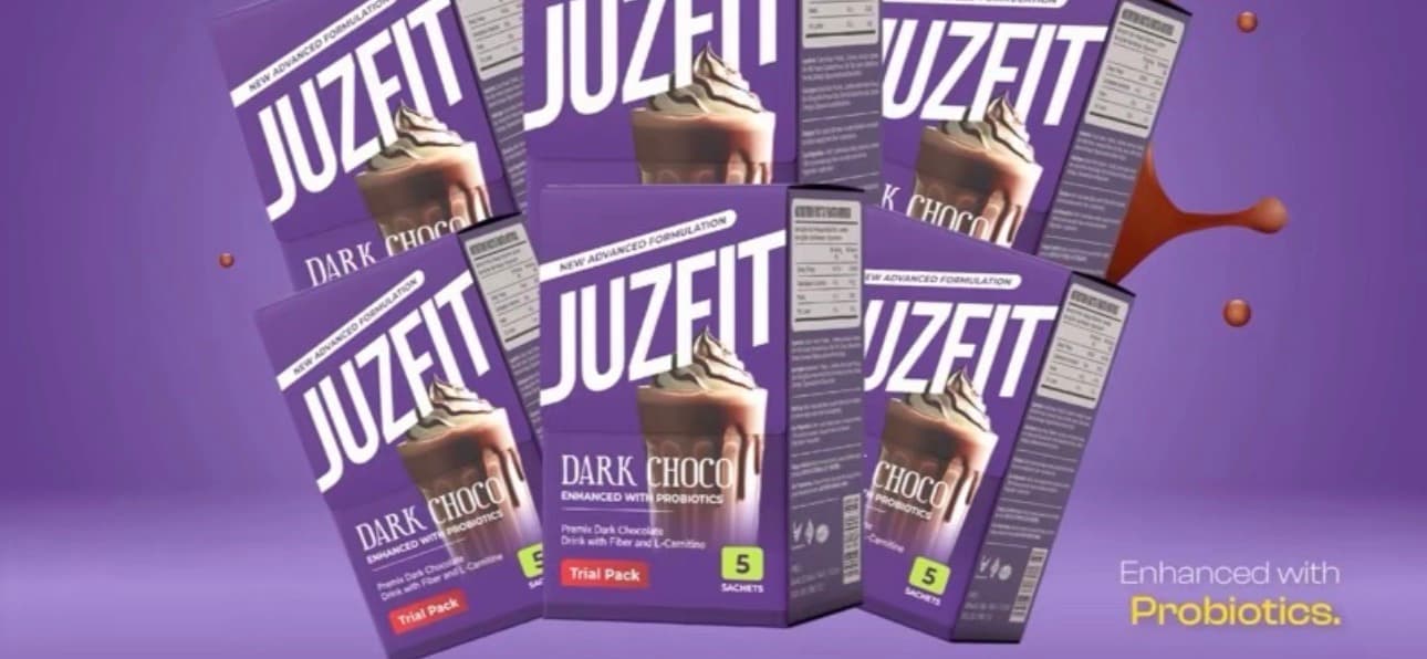 Six boxes of JUZFIT Dark Choco Trial Pack together, a month’s set.